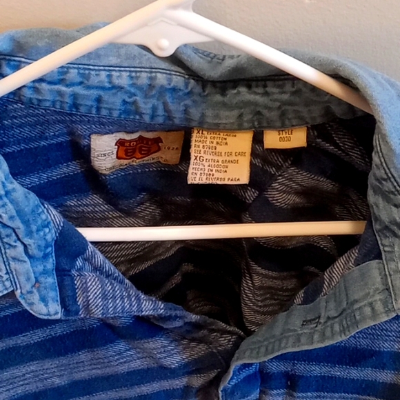 Vintage Route 66 Striped shirt jean collar - Picture 3 of 3